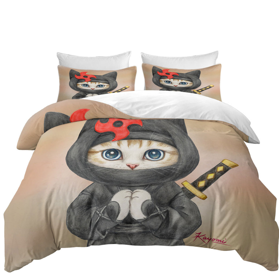 Funny Cats Cute Ninga Kitten Coverlet