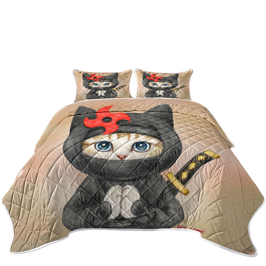 Funny Cats Cute Ninga Kitten Quilt