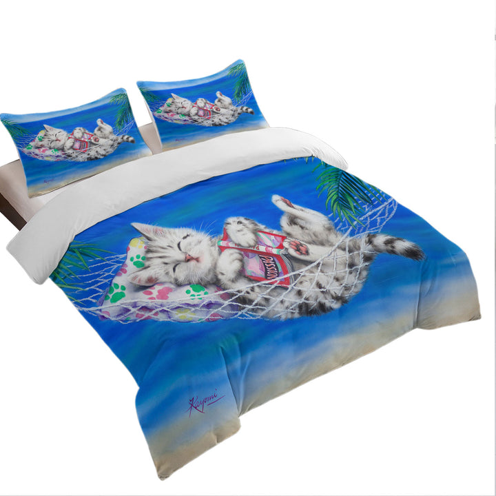 Funny Cats Designs Beach Hammock Grey Kitten California King Duvet Cover
