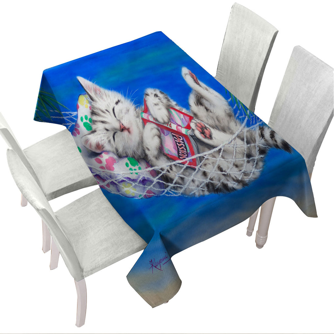 Funny Cats Designs Beach Hammock Grey Kitten Custom tablecloths