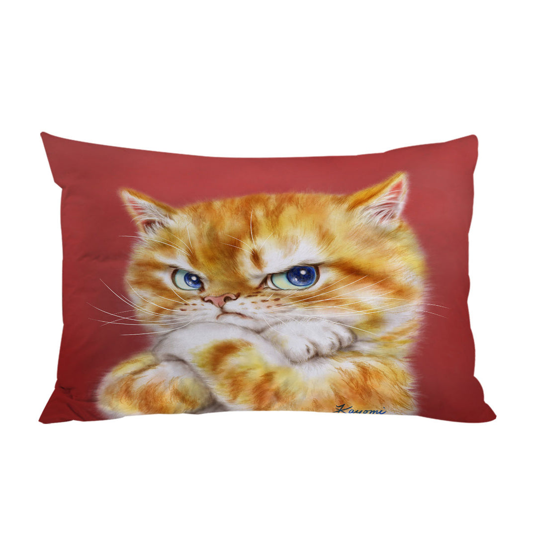 Funny Cats Drawings Angry Cute Ginger Kitty Pillowcase