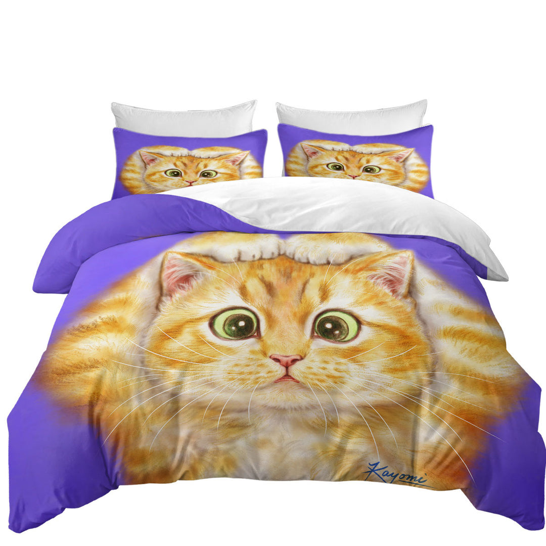 Funny Cats Drawings Cute Ginger Kitty King Duvet Cover set