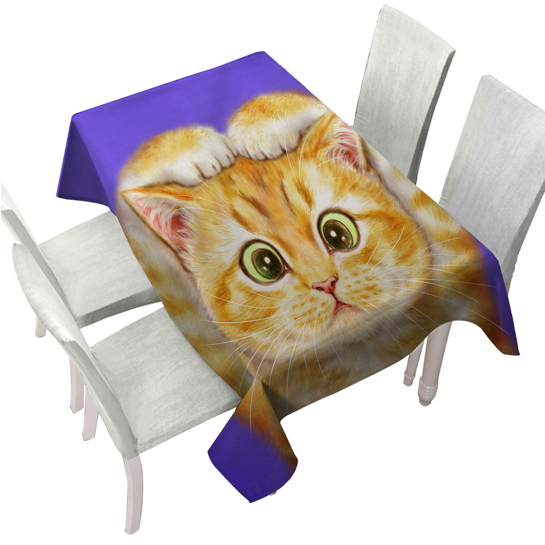 Funny Cats Drawings Cute Ginger Kitty Tablecloths