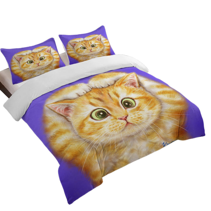 Funny Cats Drawings Cute Ginger Kitty full Size Duvet Cover