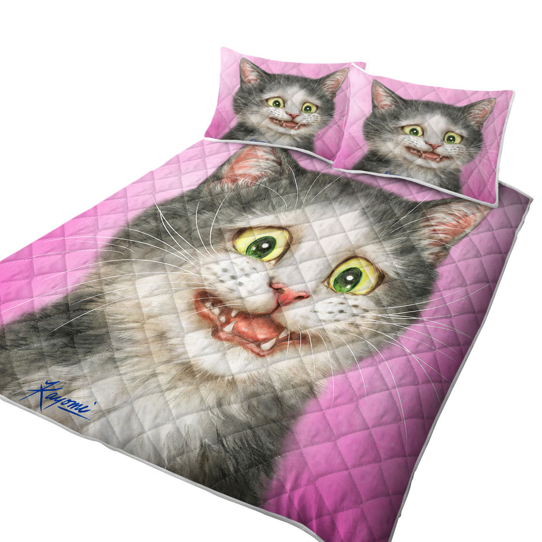Funny Cats Drawings the Traumatized Kitten Coverlet
