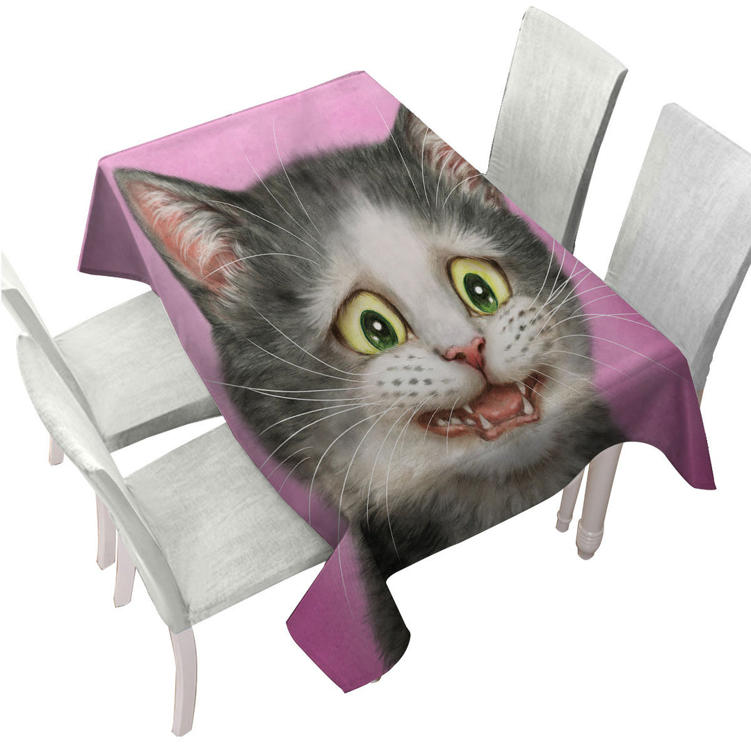 Funny Cats Drawings the Traumatized Kitten Custom table cloth