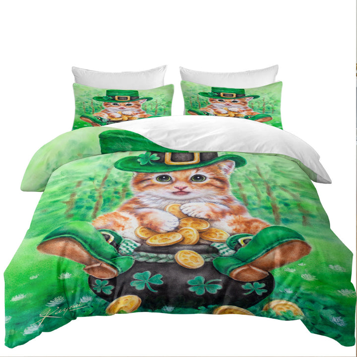 Funny Cats Irish Green Leprechaun Ginger Kitten Donna Covers