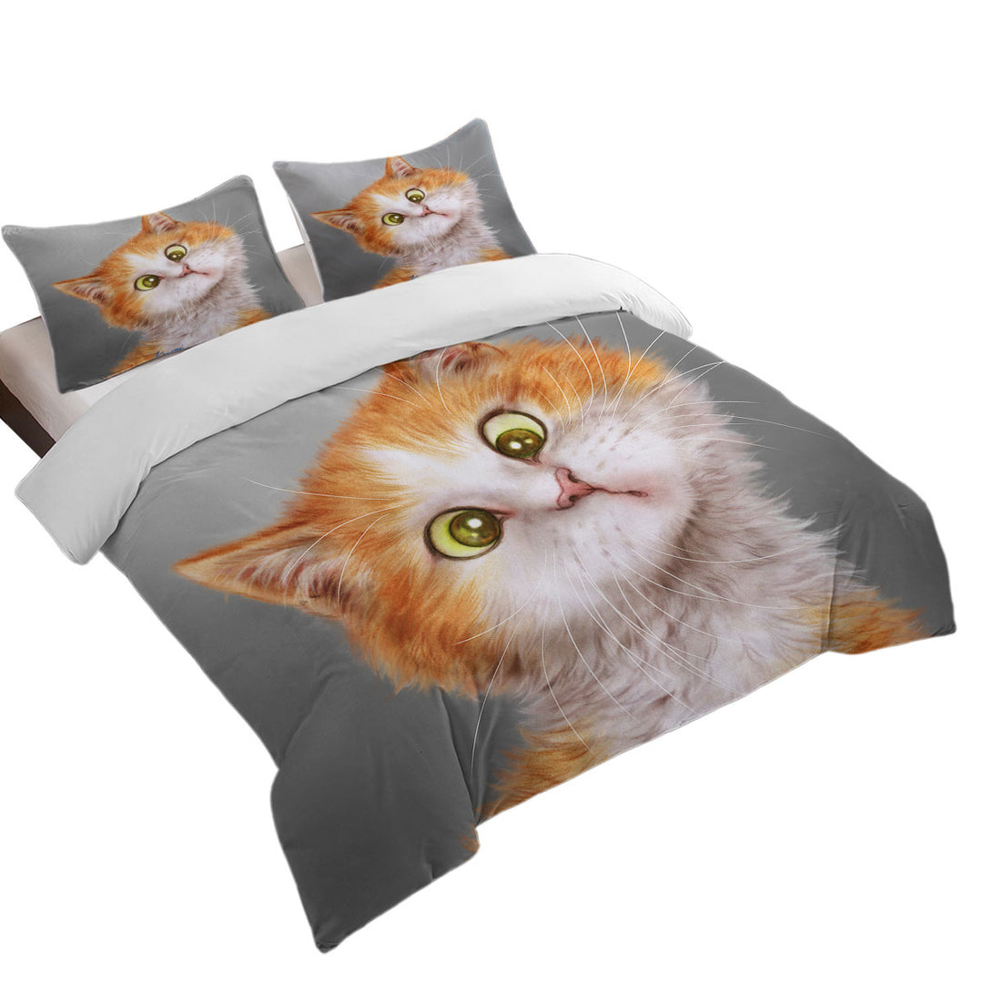 Funny Cats Silly Face Ginger Kitten California King Duvet Cover