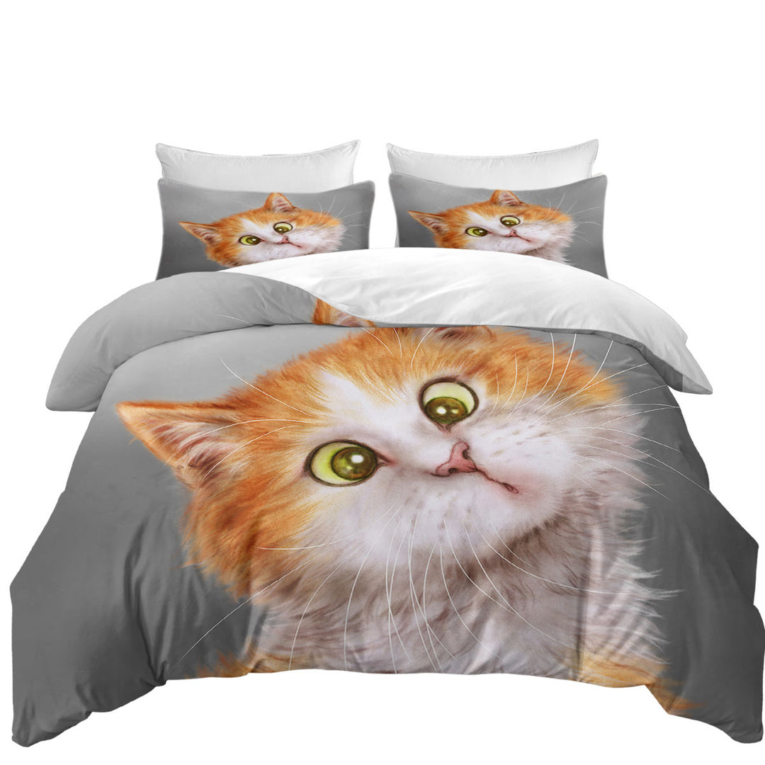 Funny Cats Silly Face Ginger Kitten Duvet Cover