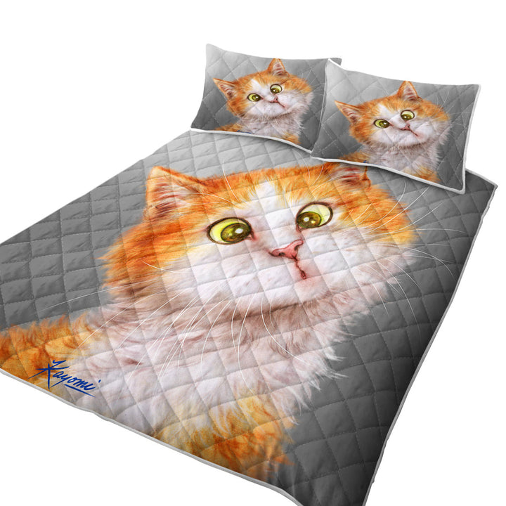 Funny Cats Silly Face Ginger Kitten Quilt