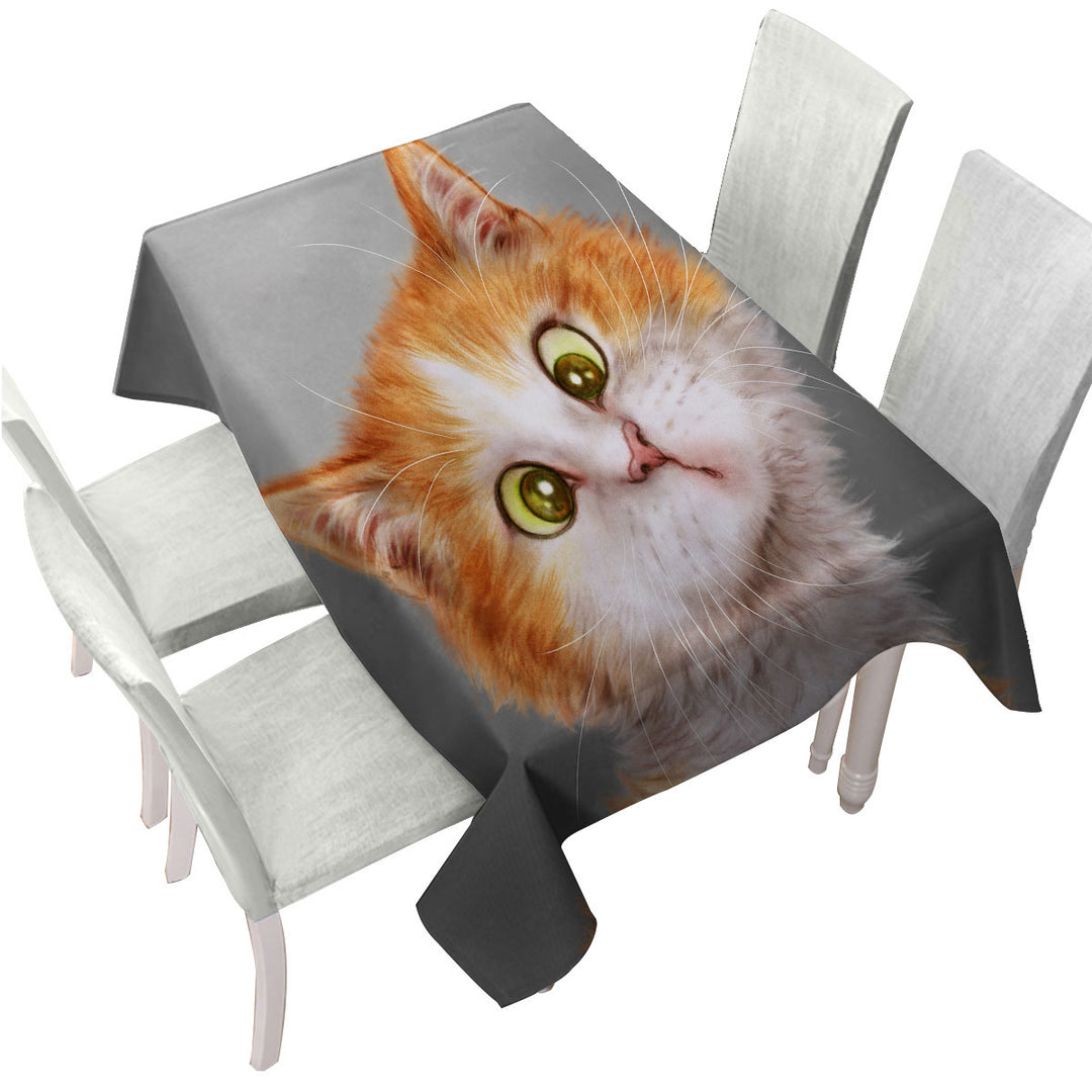 Funny Cats Silly Face Ginger Kitten Tablecloths