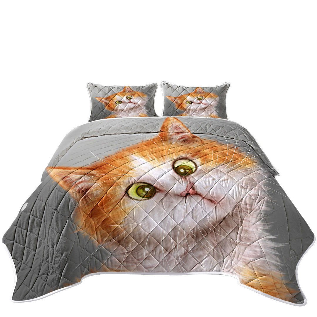 Funny Cats Silly Face Ginger Kitten Twin Quilt