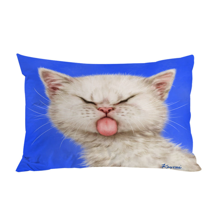 Funny Cats Silly Face Tongue Out Kitten Pillowcase