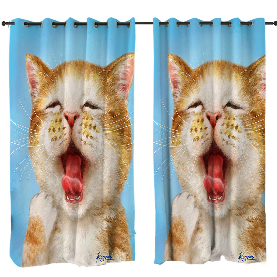 Funny Cats Sleepy Kitten Custom Curtains
