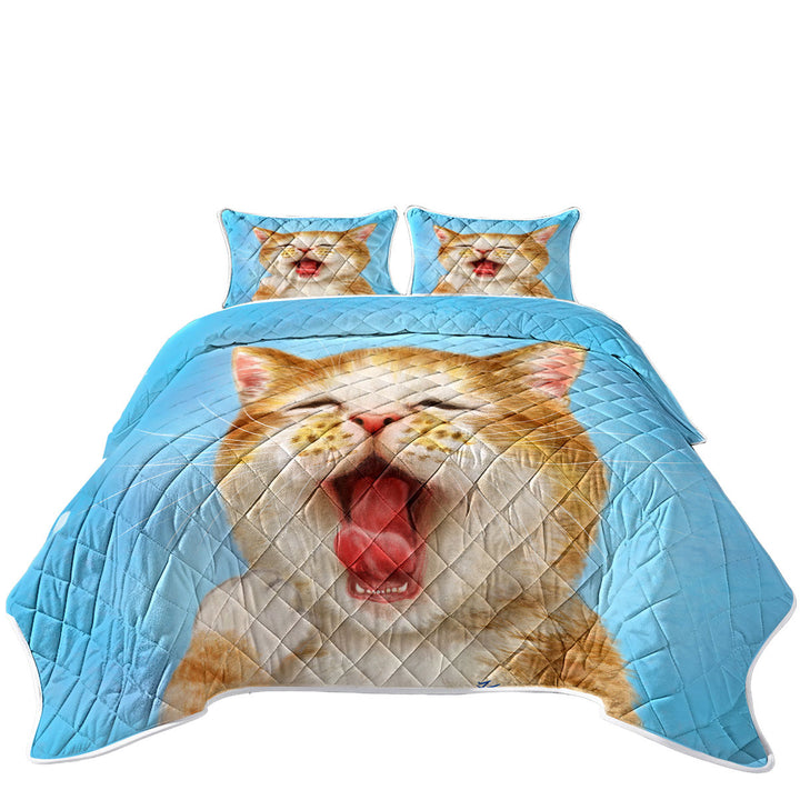 Funny Cats Sleepy Kitten Twin Quilt