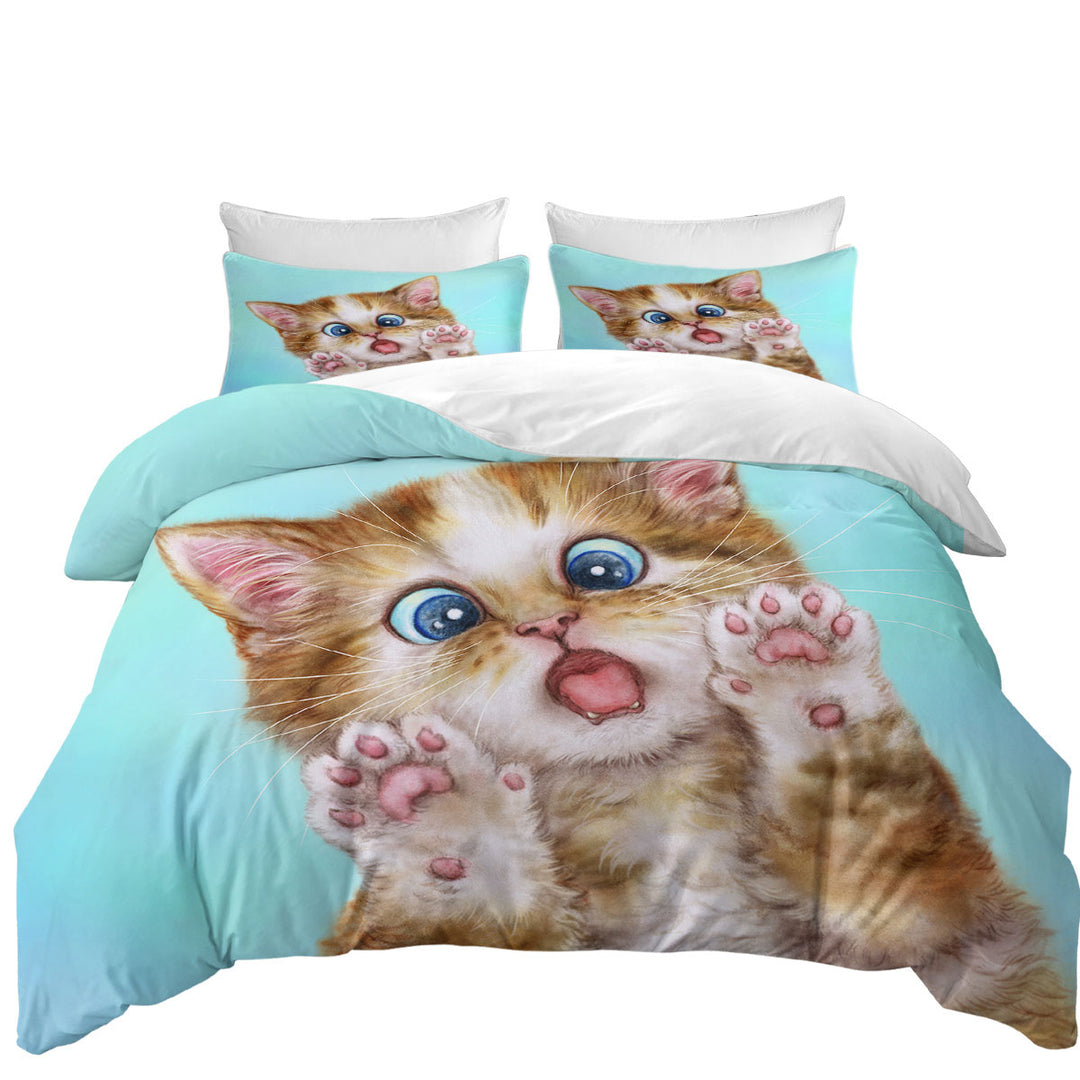 Funny Cats Surprised Ginger Tabby Kitty Cat Duvet Covers