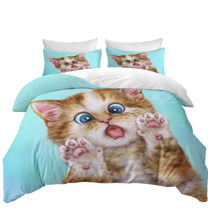 Funny Cats Surprised Ginger Tabby Kitty Cat Duvet Covers