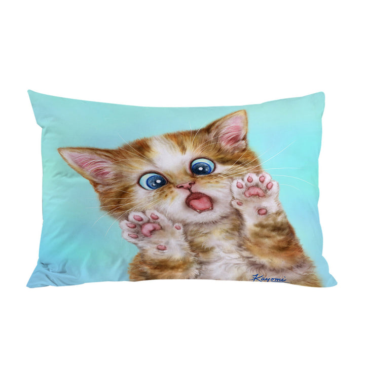 Funny Cats Surprised Ginger Tabby Kitty Cat King Pillow Cases