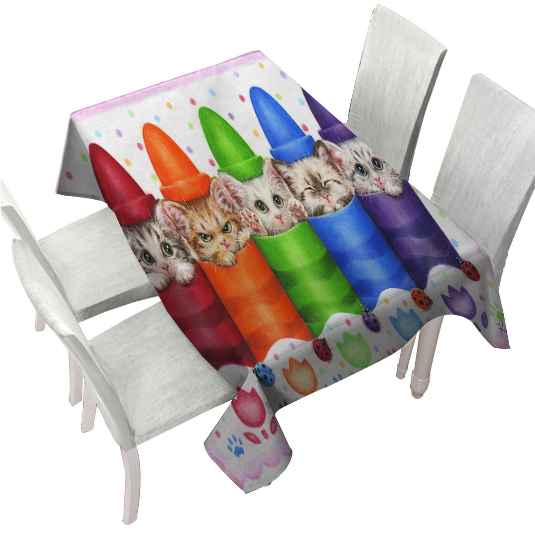 Funny Cats for Kids Color Pencils Kittens Custom table Covers
