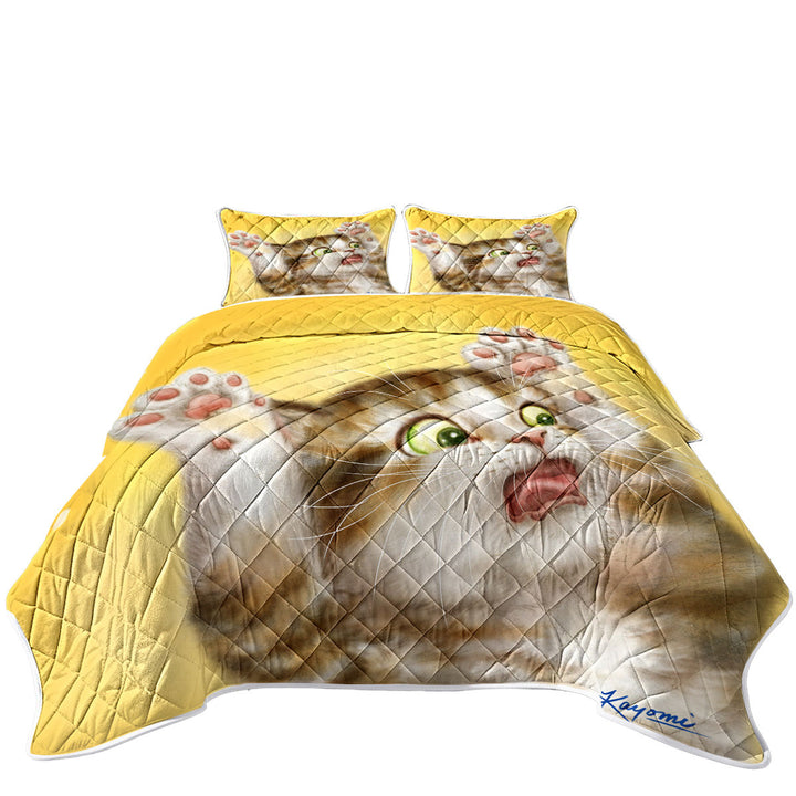 Funny Cats for Kids the Panic Attack Kitty California King Quilt Sets