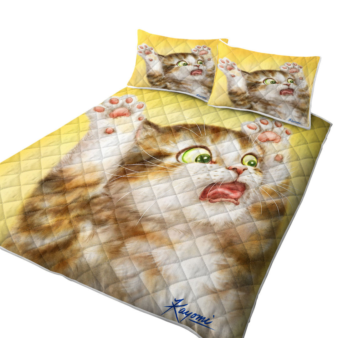 Funny Cats for Kids the Panic Attack Kitty King Size Quilt Sets