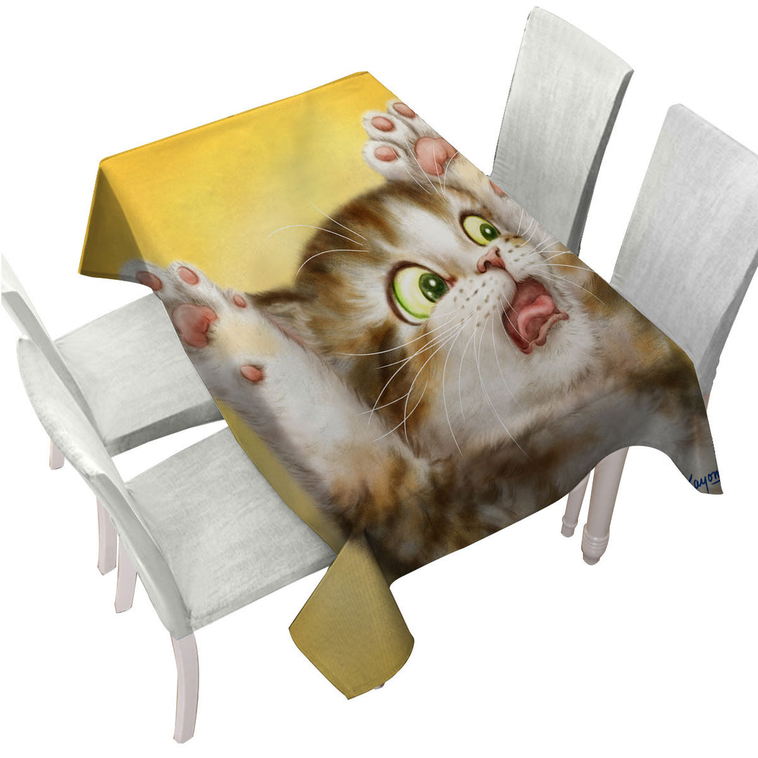 Funny Cats for Kids the Panic Attack Kitty Tablecloth