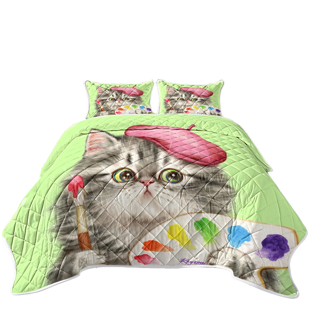 Funny Cats the Girly Kitten Artist Coverlet