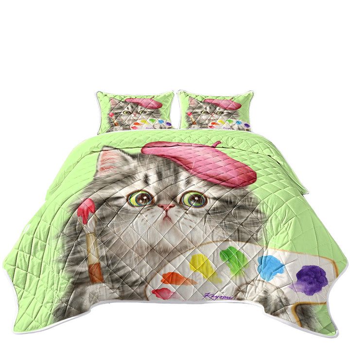 Funny Cats the Girly Kitten Artist Coverlet
