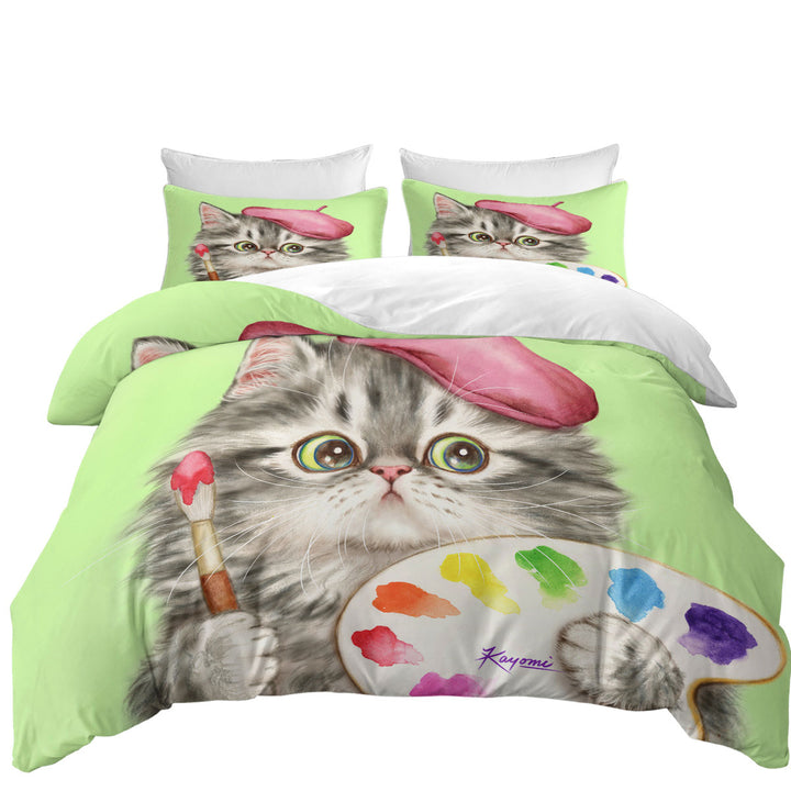 Funny Cats the Girly Kitten Artist Duvet Covers