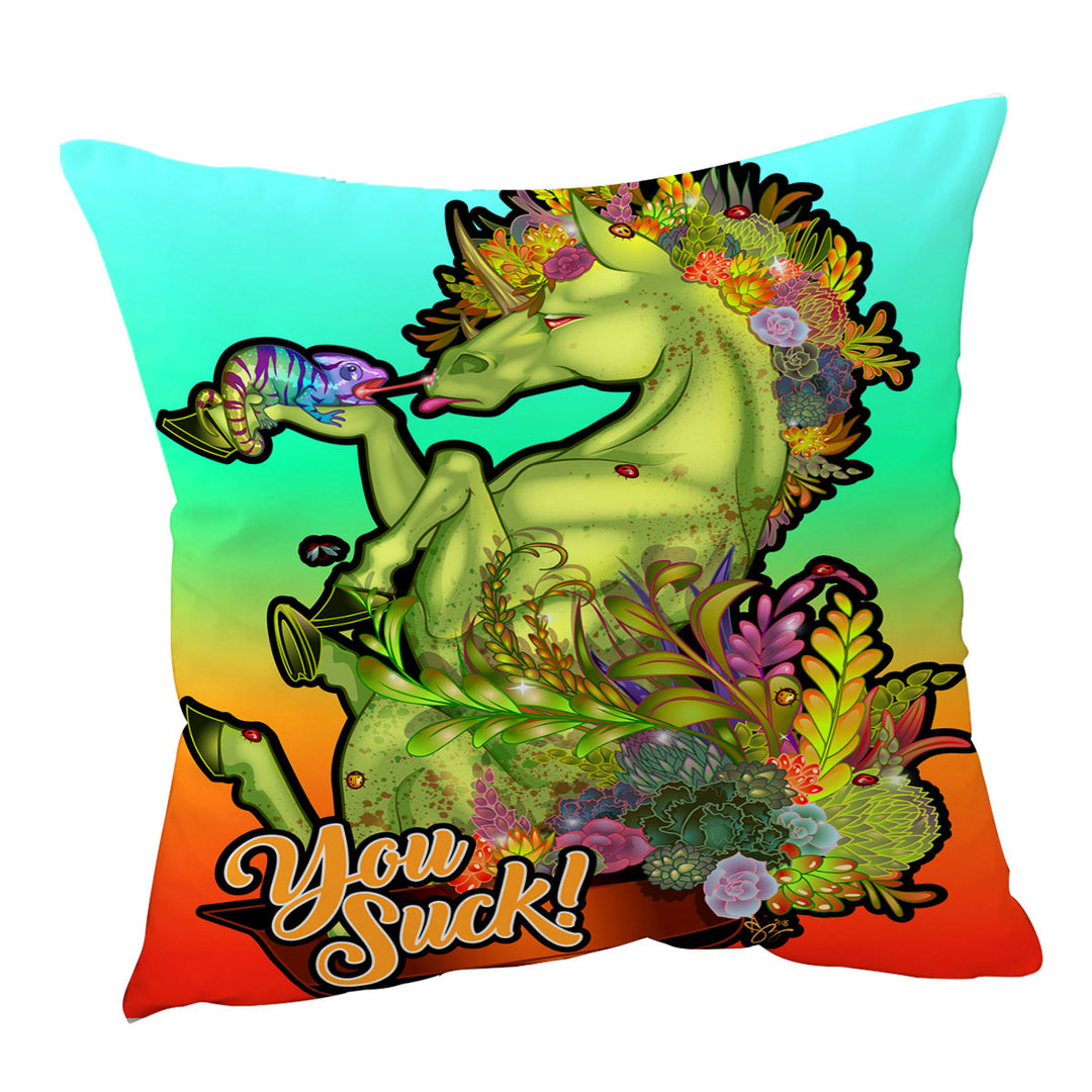 Funny Chameleon and Rudicorn Quote Cushions