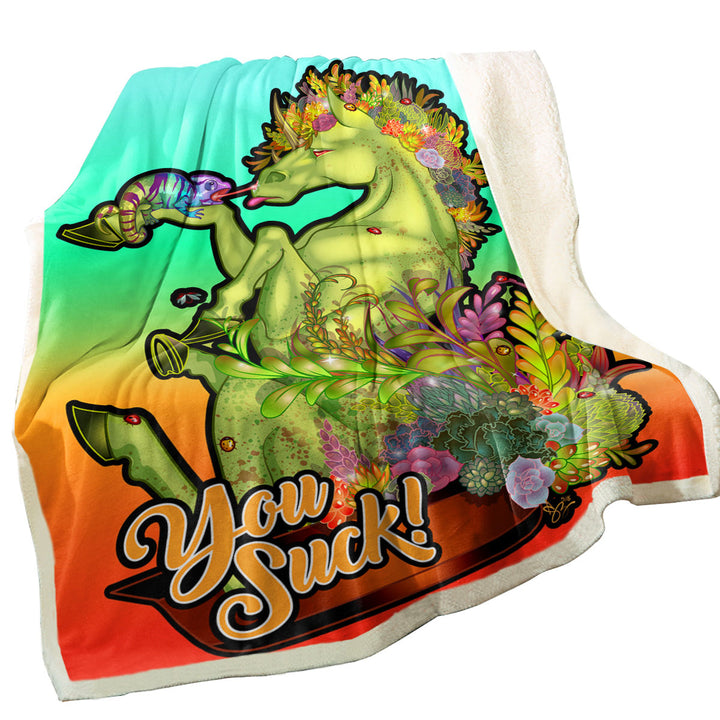 Funny Chameleon and Rudicorn Quote Decorative Throws