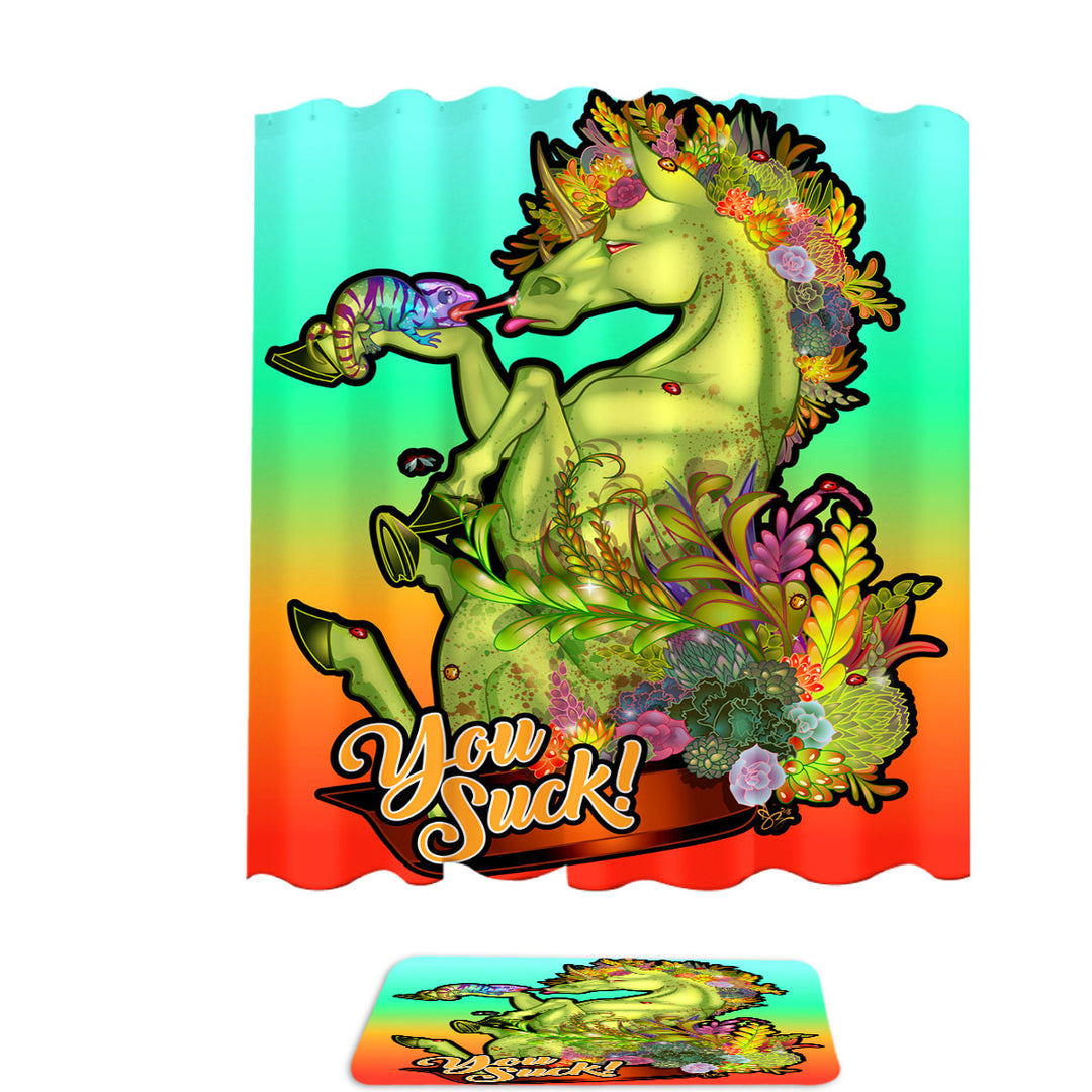 Funny Chameleon and Rudicorn Quote Shower Curtains Trendy