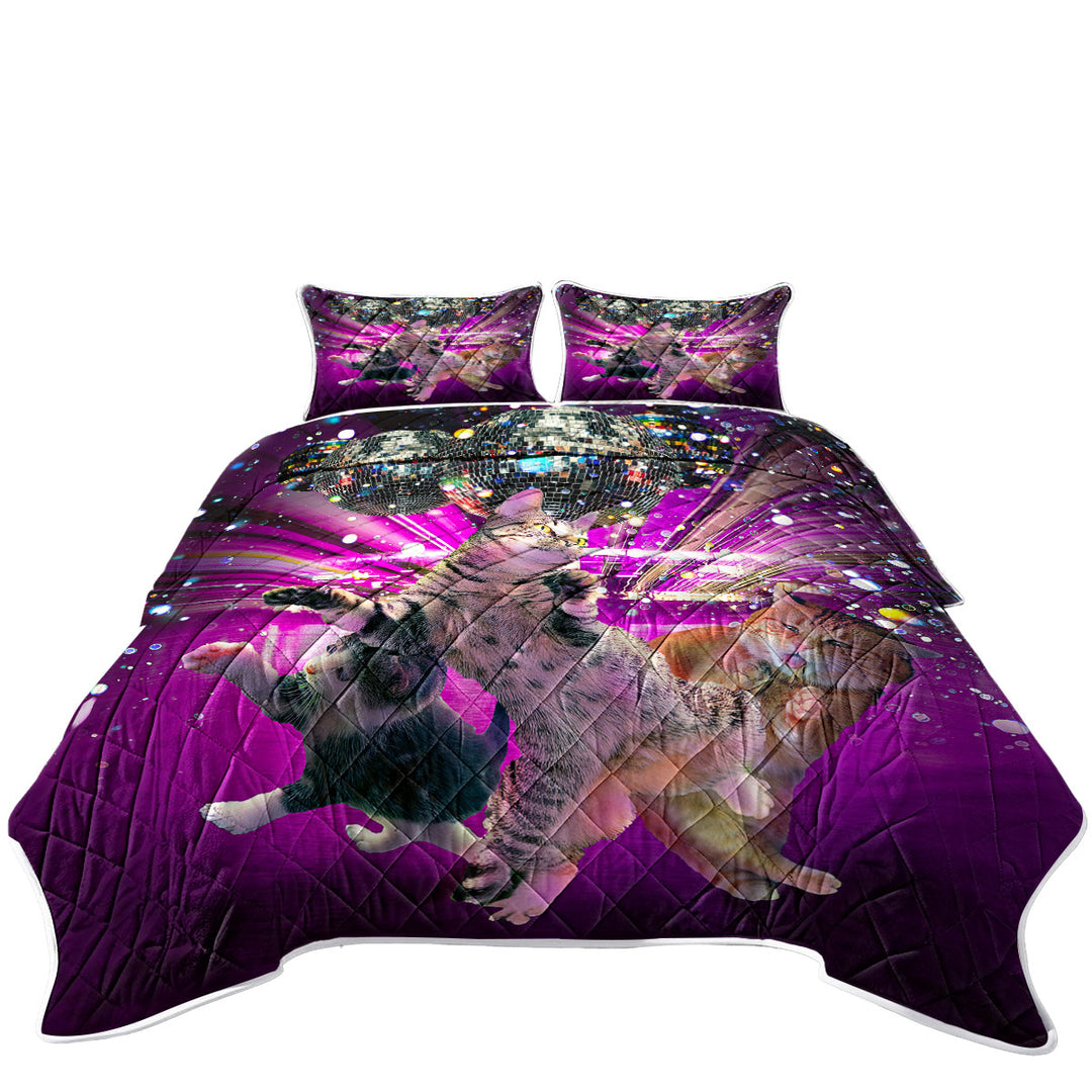 Funny Cool Party Disco Cat Coverlets