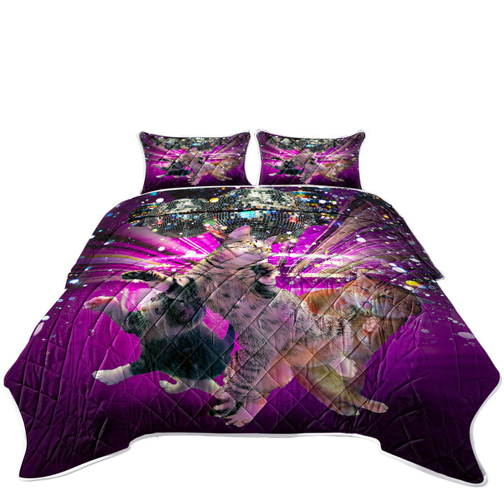 Funny Cool Party Disco Cat Coverlets