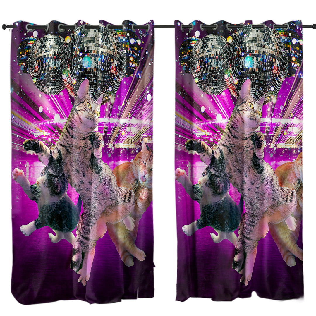Funny Cool Party Disco Cat Drapes and Curtains