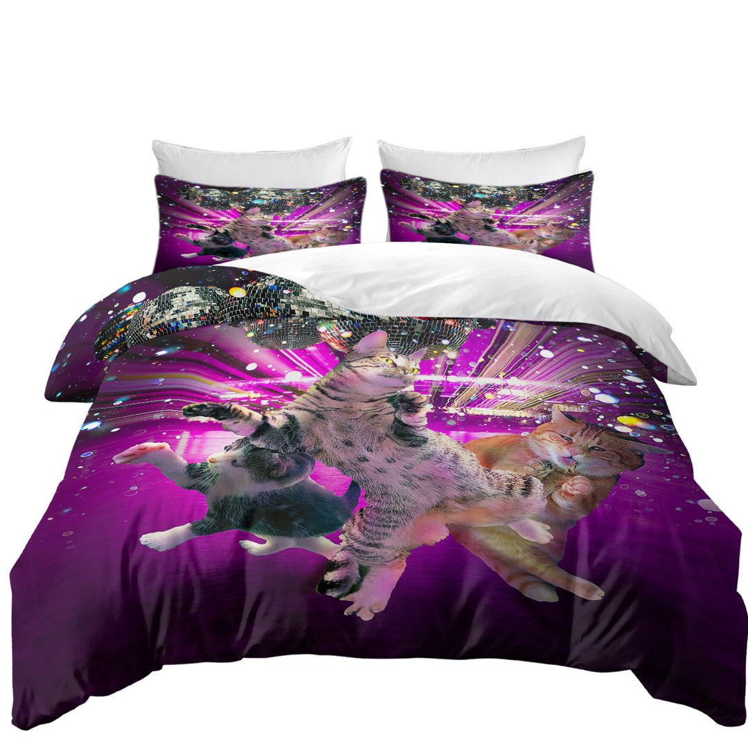 Funny Cool Party Disco Cat Duvet Cover