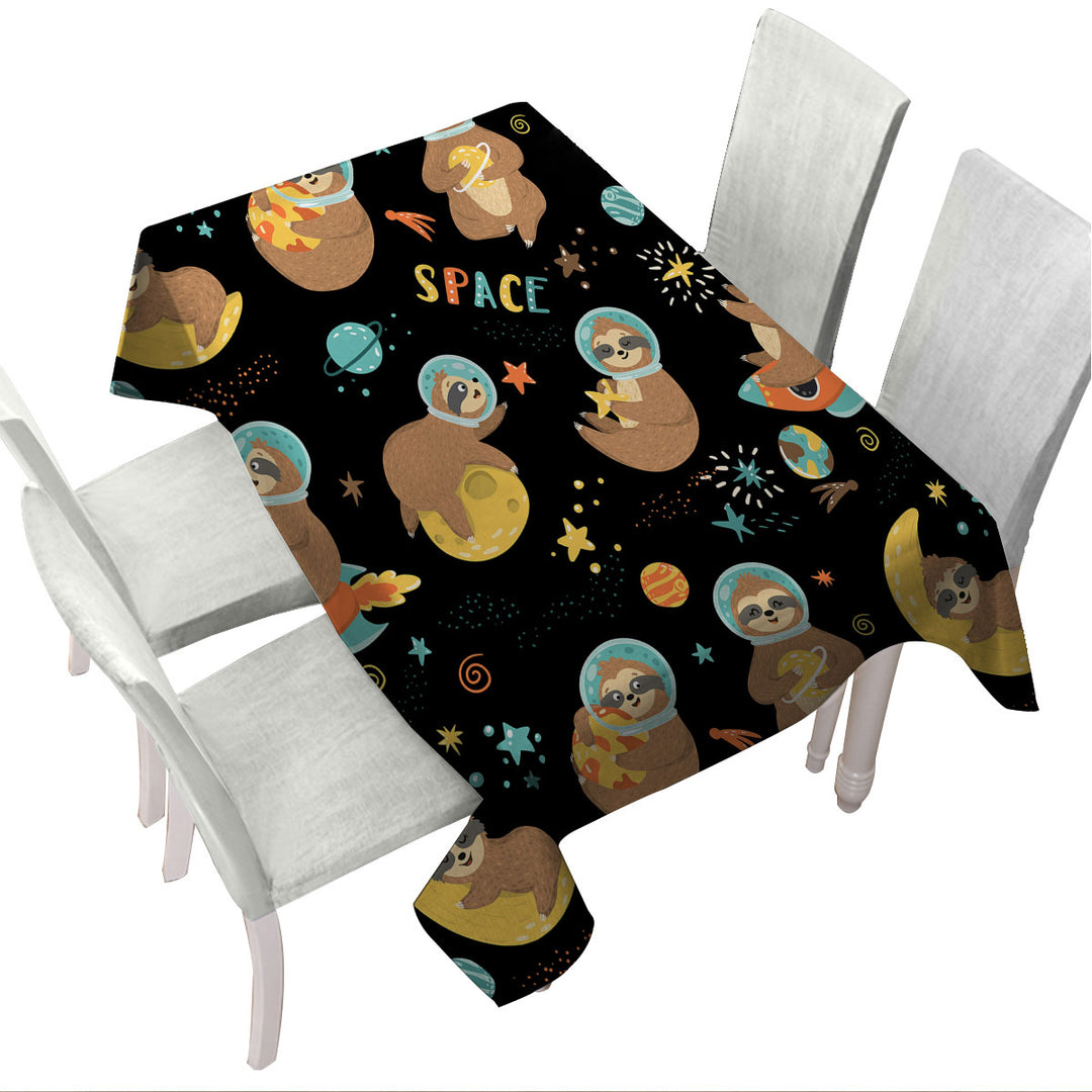 Funny Cool Sloth in Space Custom tablecloths