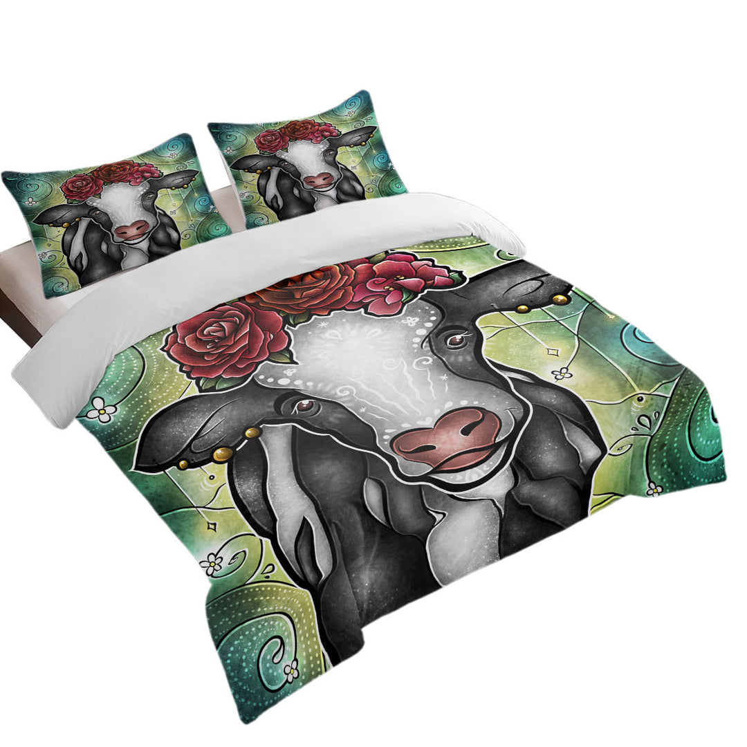 Funny Cow Stained Glass Art Cowlo Frida Bed Covers