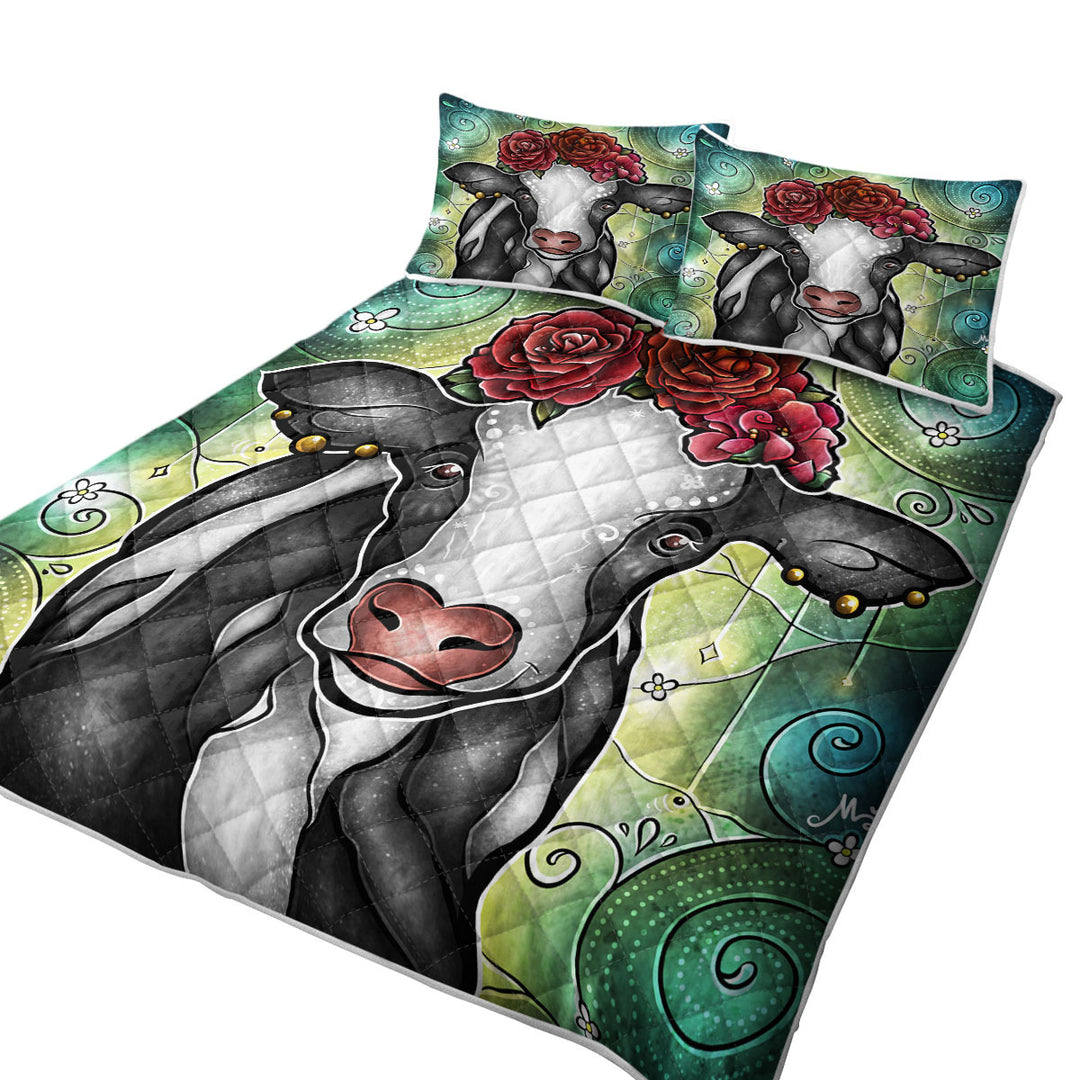 Funny Cow Stained Glass Art Cowlo Frida Quilt