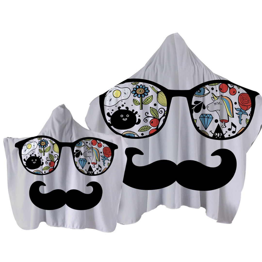 Funny Crazy Drawings on Cool Glasses Towel Hoodie