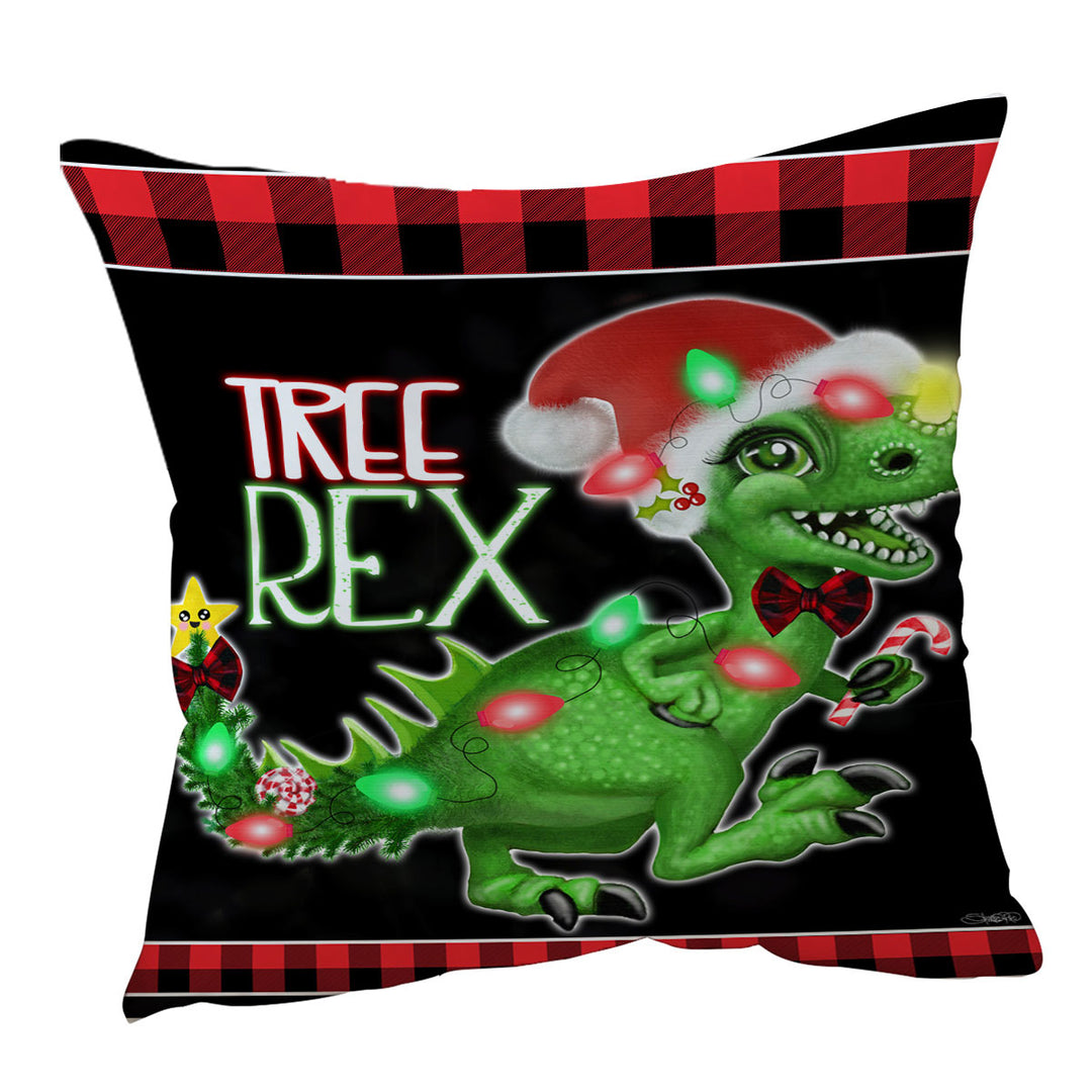 Funny Cushions Covers with Cute Christmas Dinosaur Tree Rex