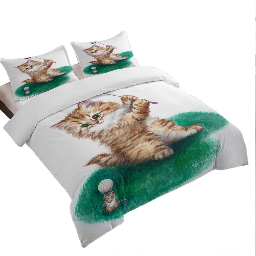 Funny Cute Cat Little Golfer Kitten Donna Covers