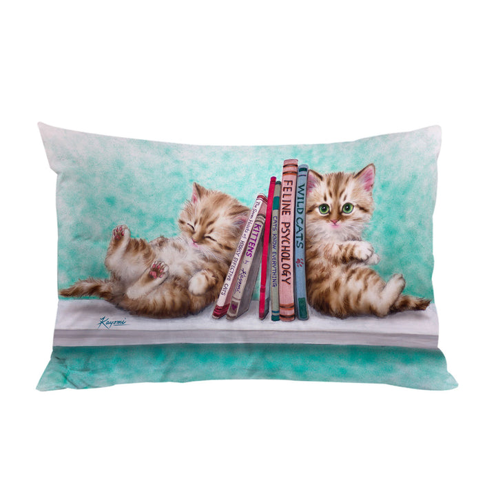 Funny Cute Cats Designs Books and Kittens Pillow Case Covers