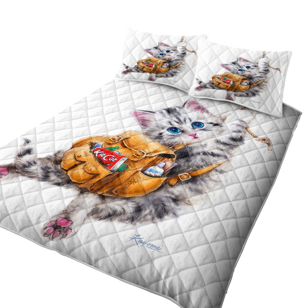 Funny Cute Cats Designs Hang in There Kitten Coverlet
