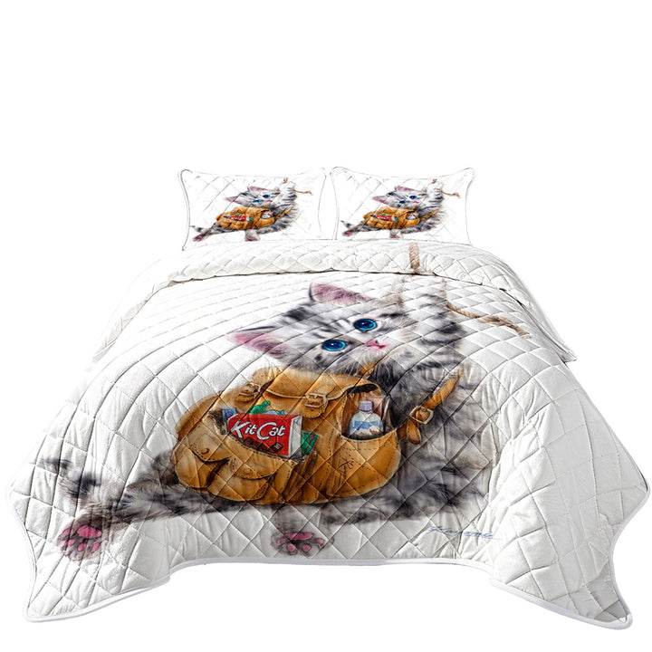 Funny Cute Cats Designs Hang in There Kitten Coverlets