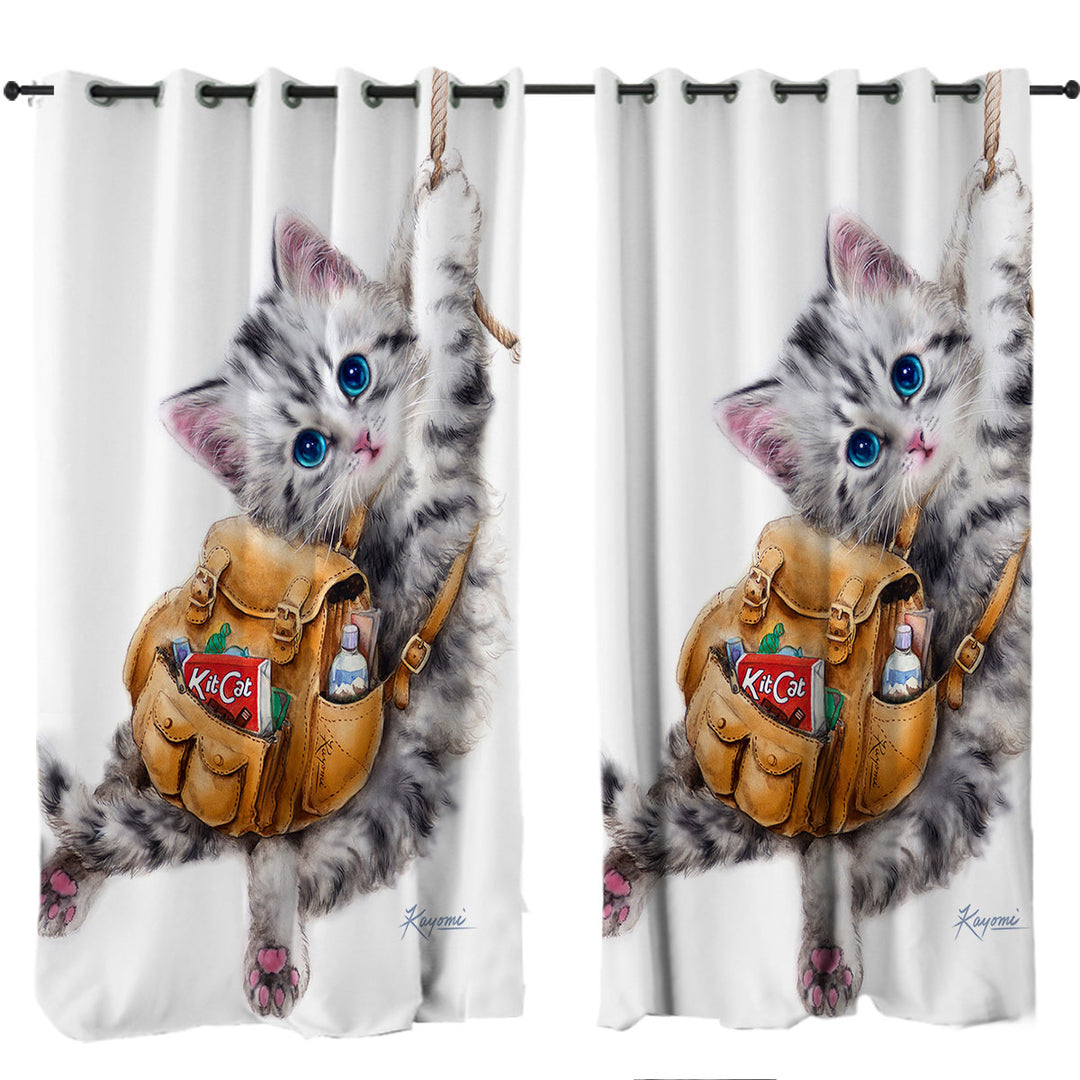 Funny Cute Cats Designs Hang in There Kitten Curtains