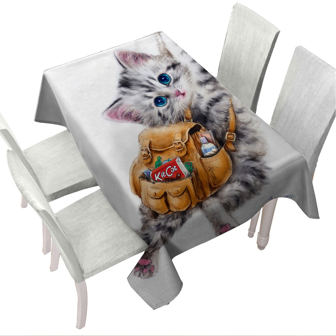 Funny Cute Cats Designs Hang in There Kitten Custom table Covers