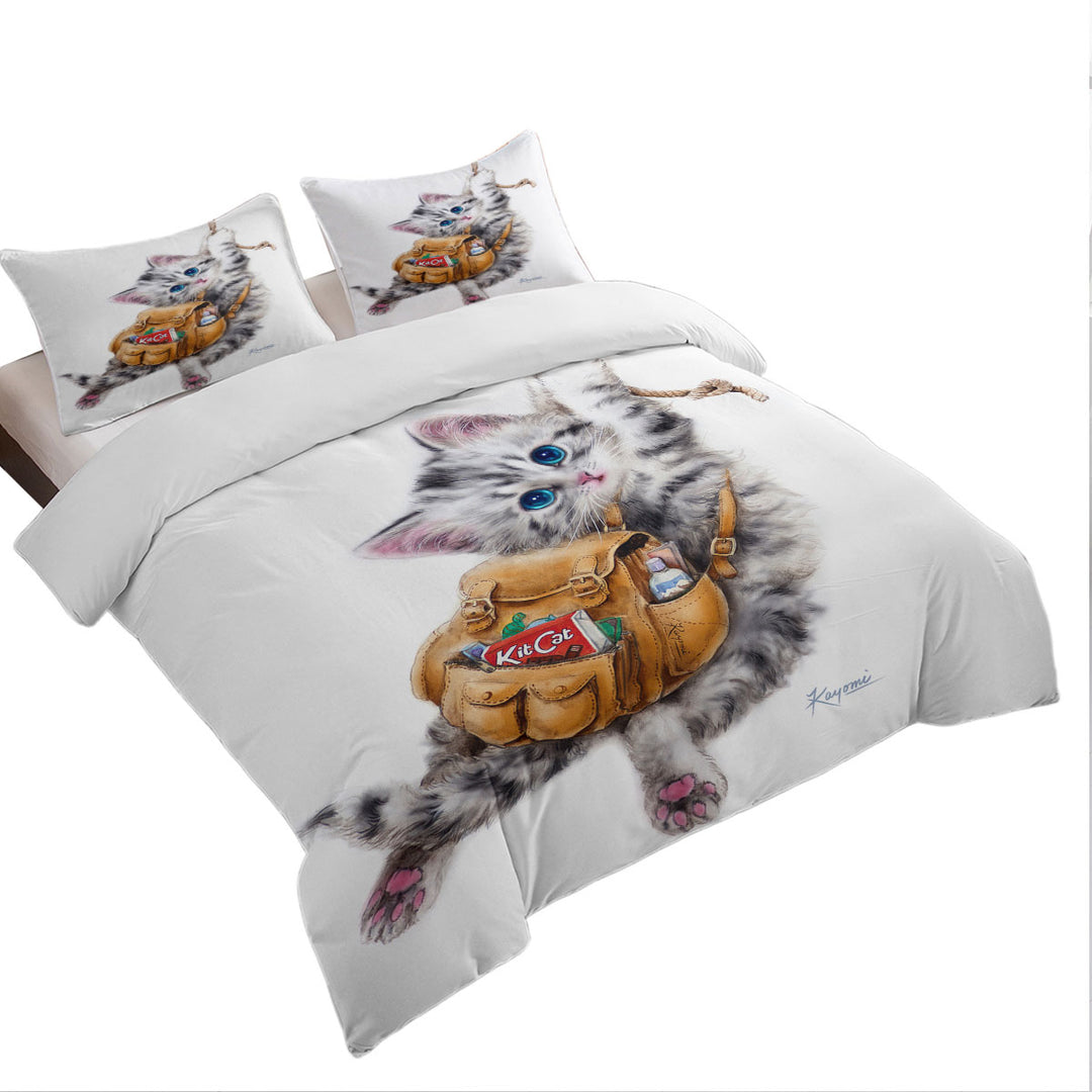 Funny Cute Cats Designs Hang in There Kitten Quilt Cover