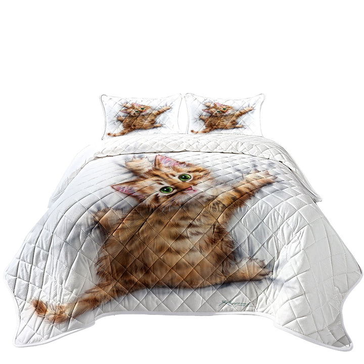 Funny Cute Cats Designs Hang on Ginger Kitten Coverlet