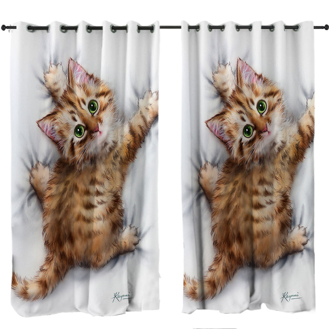 Funny Cute Cats Designs Hang on Ginger Kitten Curtain